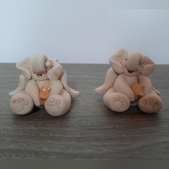 Handmade Clay Pottery Elephant Angel Miniature Figurines Artist Signed - Picture 2 of 14